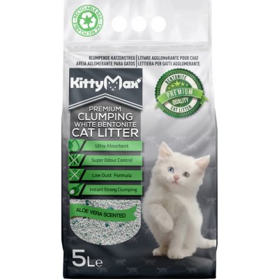 Kittymax hrudkující bezprašný bílý bentonit Aloe Vera 5 l