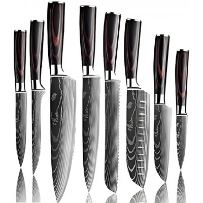 IZMAEL Sada kuchyňských nožů BL 21800 8 ks Černá Hnědá – Zboží Mobilmania