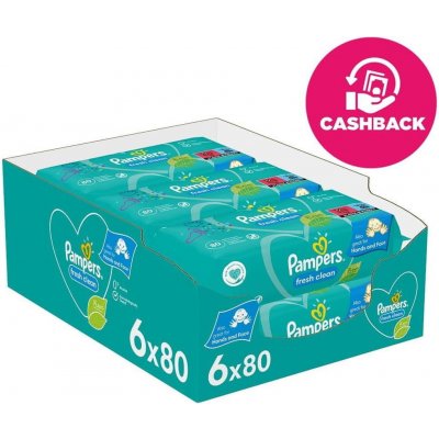 Pampers Fresh Clean Dětské vlhčené ubrousky 6 x 80 ks – Hledejceny.cz