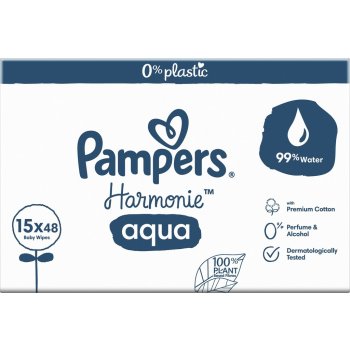 Pampers Harmonie Aqua Dětské Čisticí Ubrousky 15 x 48 ks