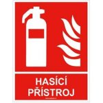 Hasící přístroj s textem - bezpečnostní tabulka, samolepka 200x150 mm – Sleviste.cz