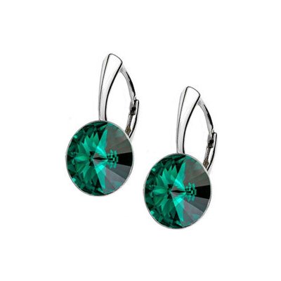 Nubis stříbrné náušnice Crystals from Swarovski Emerald NBP140-EM – Zboží Mobilmania