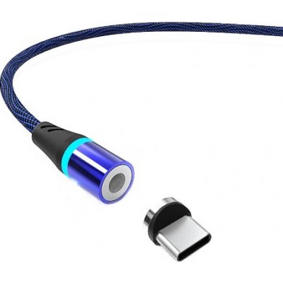 W-star KBMG2BBL1C magnetický USB / USBC , 3A, 1m, modrý, černý