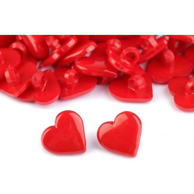 Knoflík plastový srdce červený 15mm – Zboží Mobilmania