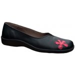 Flex & Go SH544/07 dámské kožené baleríny květ černá – Zboží Dáma