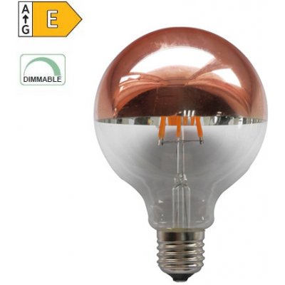 Diolamp LED Filament zrcadlová žárovka 8W/230V/E27/2700K/900Lm/180°/DIM, měděný vrchlík