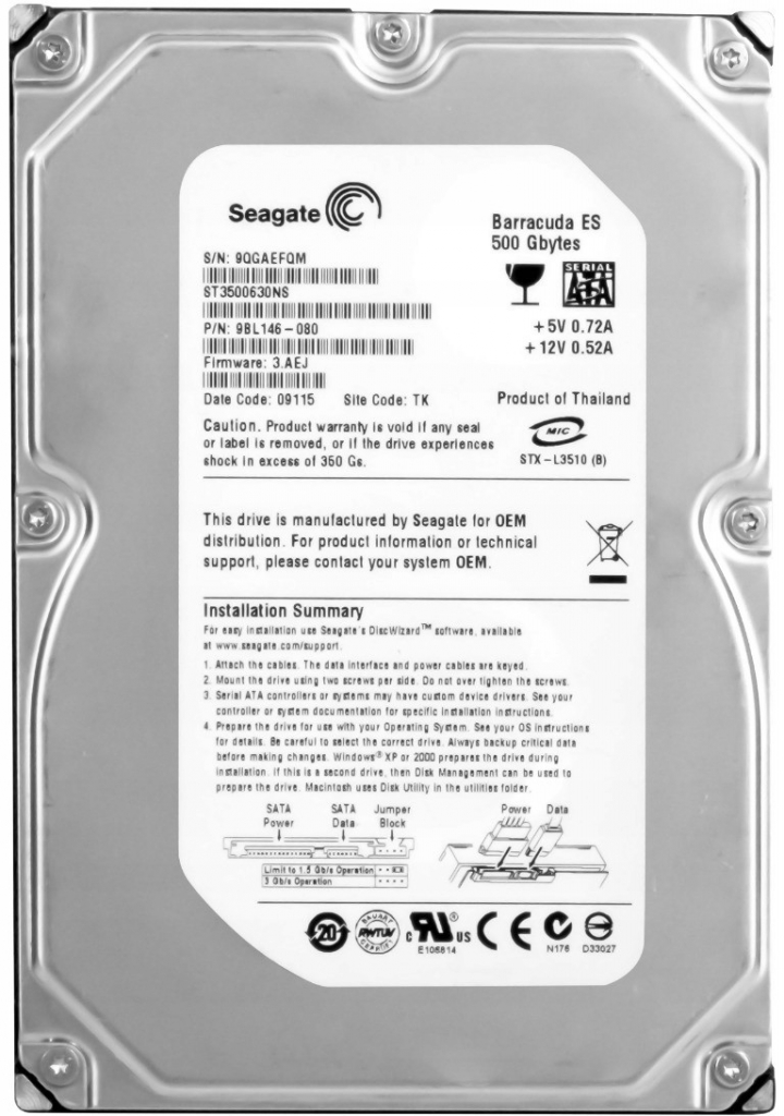 Seagate Barracuda ES 500GB, 3,5\