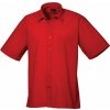 Pánská Košile Premier Workwear pánská popelínová pracovní košile s krátkým rukávem červená