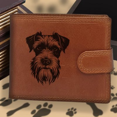 Pánská s motivem pro milovníky psů s obrázkem pejska Malý knírač Pánská hnědá peněženka Enzo