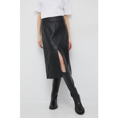 Calvin Klein kožená sukně midi jednoduchá černá – Zboží Dáma