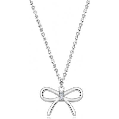 Šperky eshop Stříbrný náhrdelník kontura mašle s čirými diamanty uprostřed T05.13 – Zboží Mobilmania
