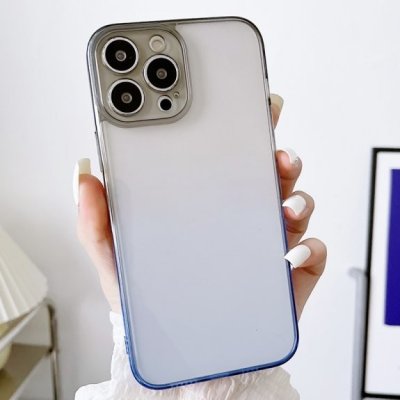 Pouzdro AppleKing transparentní s dvoubarevným rámečkem iPhone 11 Pro Max - šedomodré – Zboží Mobilmania