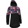 Dětský kabát Unuo Street dívčí softshellový kabát s fleecem černá Kouzelné květiny