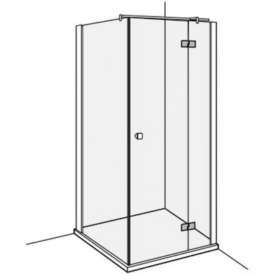 Duscholux Basic otvíravé dveře s pevným segmentem, P, pro vaničku 900 mm, CareTec, DL396.125822.751.062