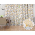 Biante Bavlněný závěs Sandra SA-745 Šedo-hořčicové ginkgo listy na bílém 150x220 cm – Zboží Dáma