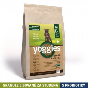 Yoggies minigranule lisované za studena s probiotiky Jehněčí maso & bílá ryba 5 kg