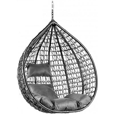 Textilomanie Černé závěsné křeslo KOKON bez stojanu šedý polštář – Sleviste.cz