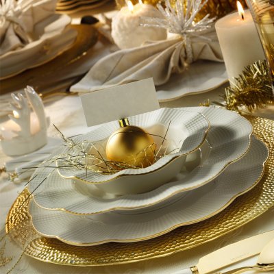 ASIR Porcelánová jídelní souprava RICE GOLD bílá zlatá 83 ks