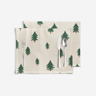 Goldea vánoční prostírání z pevné bavlny stromečky na režném 2ks 30x40cm – Zboží Mobilmania