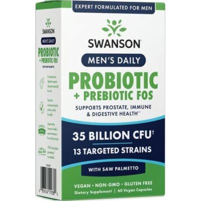 Swanson Men's Daily Probiotic + FOS 17,5 miliard CFU 13 kmenů 60 vegan kapslí – Hledejceny.cz