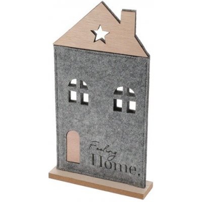 Plstěný domek na dřevěné podložce 28x15x4 cm šedý – Hledejceny.cz