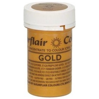 Sugarflair Gelová barva perleťová Gold 5032 dortis 25 g – Zboží Dáma