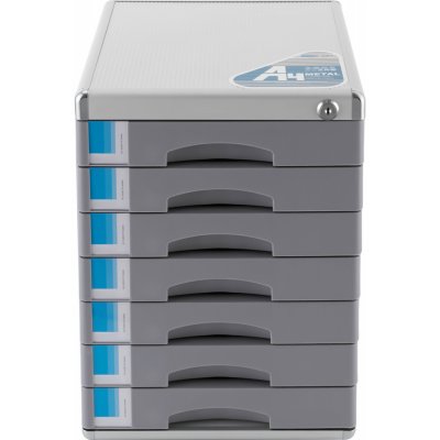 GreatDEshop2021 Kovová zásuvka Box File Cabinets Storage Organizátor Dokument Box Studie Storage Uzamykatelný 7 úrovní Šedá