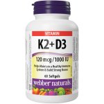 Webber Naturals K2 + D3 120 mcg/1000 IU 60 tablet – Hledejceny.cz
