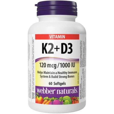 Webber Naturals K2 + D3 120 mcg/1000 IU 60 tablet – Hledejceny.cz