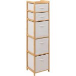 5five Simply Smart Vysoký bambusový regál TIDY s 5 textilními košíky, výš. 144,3 cm – Sleviste.cz