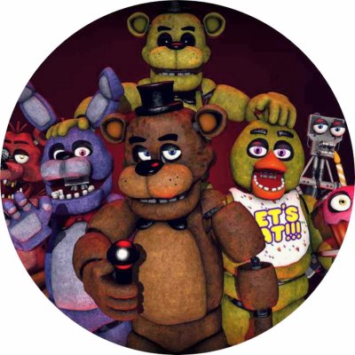 1x Jedlý papír FIVE NIGHTS AT FREDDYS ● velikost: průměr 24 cm ☝, ● materiál: JEDLÝ PAPÍR Ⓜ️ – Hledejceny.cz