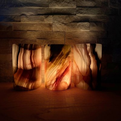 Svícen z aragonitu na čajovou svíčku - válec 13 cm Varianta: Jemný vzor – Zboží Dáma