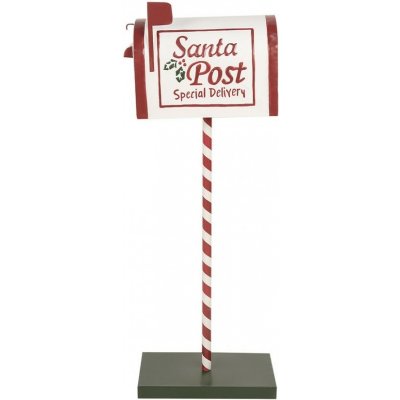 Clayre & Eef Bílo-červená kovová dekorace schránka na podstavci Santa Post - 19*33*92 cm – Hledejceny.cz