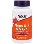 NOW Foods Mega D3 & MK-7 Vitamín d3 5000 IU & Vitamín K2 180ug 60 rostlinných kapslí – Hledejceny.cz