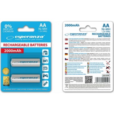 ESPERANZA dobíjecí baterie Ni-MH AA 2000 mAh 2 ks – bílé – Zboží Živě