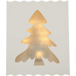 Textilomanie LED vánoční lampa v rámečku TREE 29,5 cm bílá