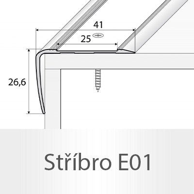 Profil Team Schodová hrana stříbro E01 41 x 27mm x 1,2 m – Zbozi.Blesk.cz