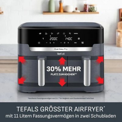 Tefal Dual Easy Fry XXL Horkovzdušná fritéza 11 l – Horkovzdušná fritéza se 2 komorami – Sleviste.cz