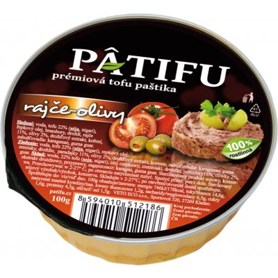 Patifu prémiová tofu paštika s příchutí rajče-olivy 100 g – Hledejceny.cz