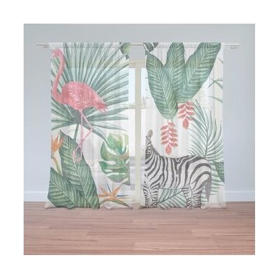 Sablio Záclony Zebra a plameňák: 2ks 150x250cm – Hledejceny.cz