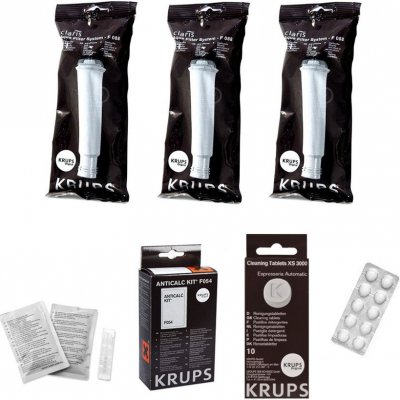 Krups F08801 Aqua Claris 3 ks + F0540010 odvápňovač + XS300010 čisticí tablety – Zbozi.Blesk.cz