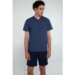 Vamp 20670 pánské pyžamo krátké s knoflíkovou légou modré