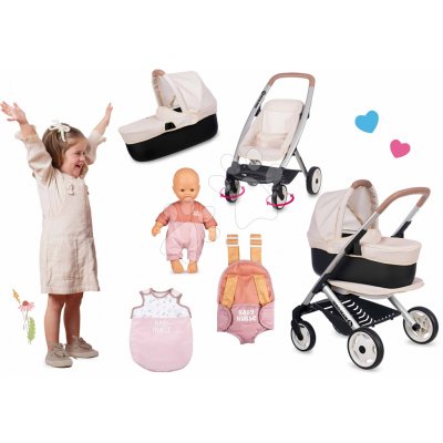 Smoby Set kočárek trojkombinace a klokanka s panenkou Puschair Sandy Maxi Cosi&Quinny a nočním úborem – Hledejceny.cz