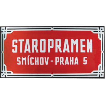 Smaltovaná cedule uliční, PRAŽSKÁ NORMA, červená s rámečkem, 80 x 40 cm