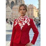 Classic Scarf Bílý šátek na krk s červenými srdíčky – Sleviste.cz