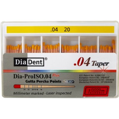 DiaDent Gutaperčové Čepy Dia-Pro ML.029 04Taper ISO20 60 ks – Hledejceny.cz