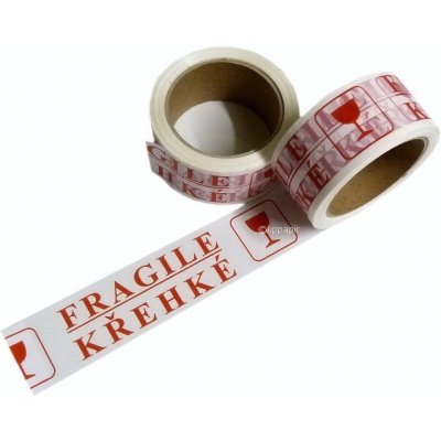 Páska lepicí barevná 48 mm x 66 m, bílá, potisk KŘEHKÉ – Zboží Dáma