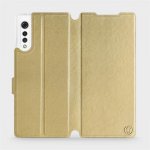 Pouzdro Mobiwear Parádní flip LG Velvet v provedení C_GOS Gold&Gray s šedým vnitřkem – Zboží Mobilmania