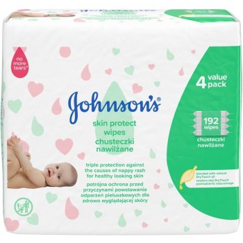 Johnson's Baby Skin Protect vlhčené ubrousky 4x48 ks od 149 Kč - Heureka.cz
