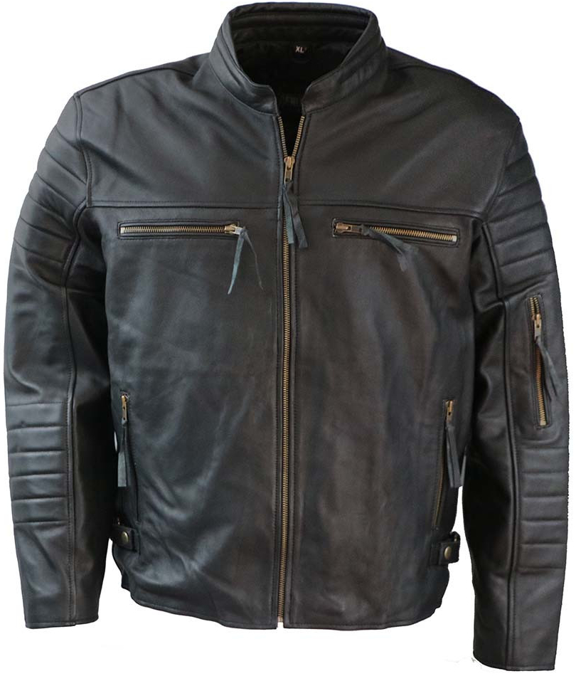 Genuine bunda pánská kožená 001 moto biker černá